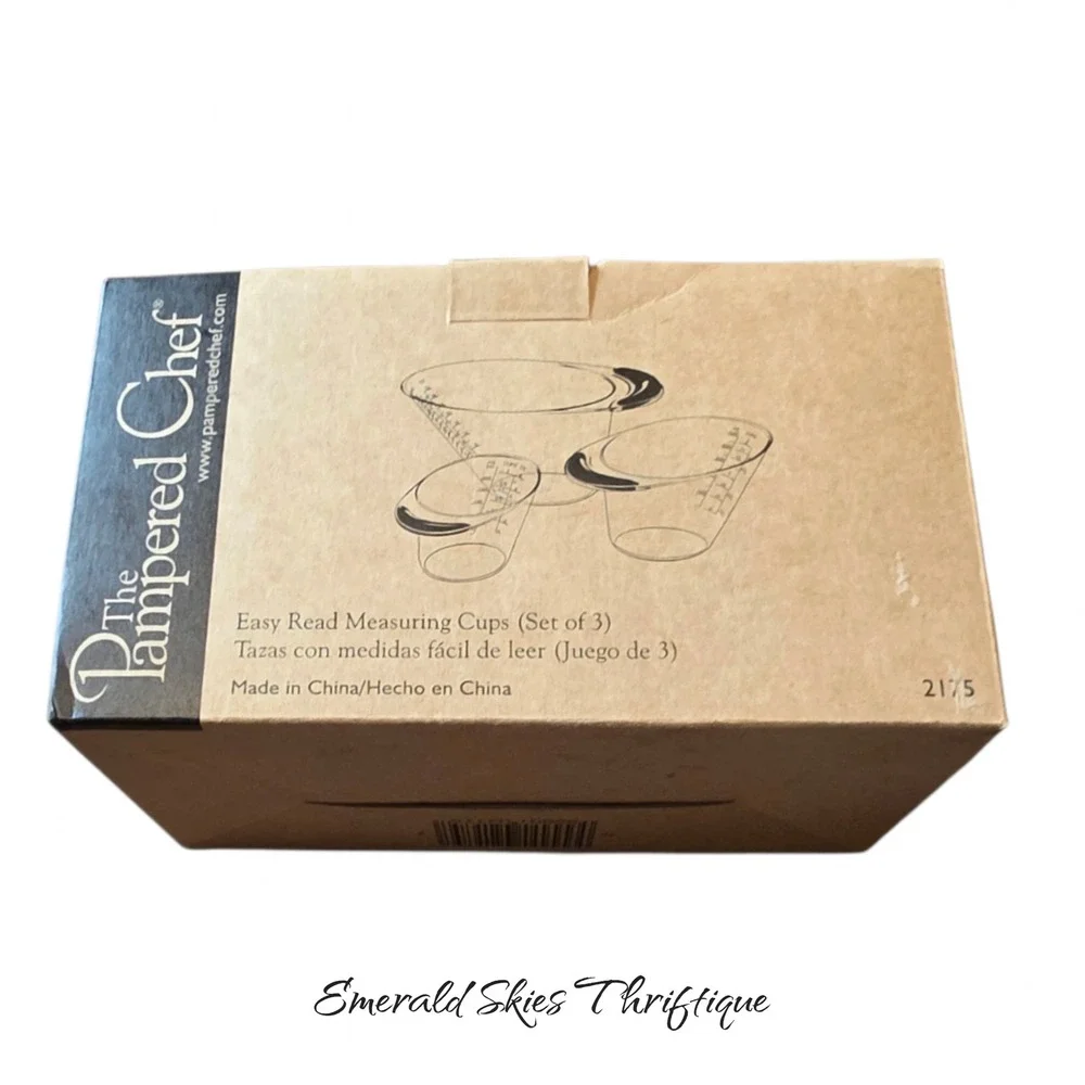 The Pampered Chef Easy Read Measuring Cups #2175 Set of 3 New In Box free ship